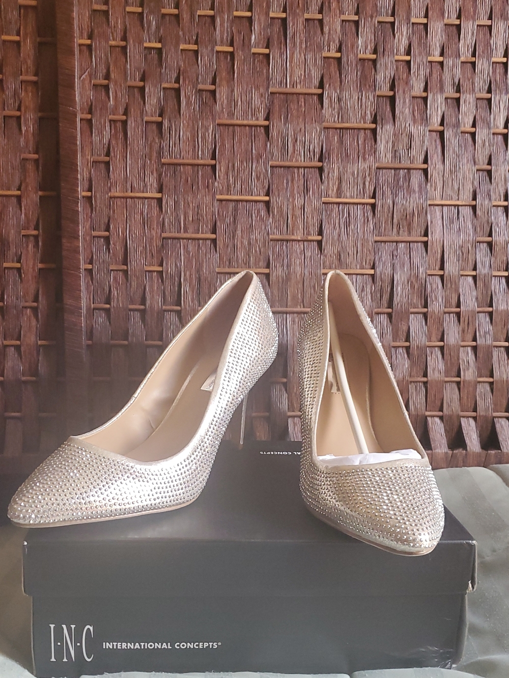 INC International Concepts Gold Rhinestone Pointed Pumps